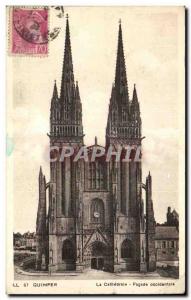 Old Postcard Quimper The Cathedral West Facade