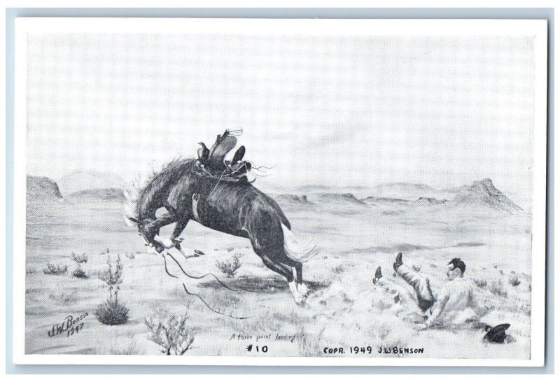J W Benson Artist Signed Postcard From Original Painting A Three Point Landing
