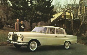 Mercedes Benz Yellow Four-Door Sedan Postcard