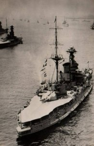 Raphael Tuck British Navy Queen Elizabeth Battleship at Spithead RPPC c.1910