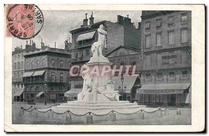 Postcard Old Statue Bordeaux Gambetta