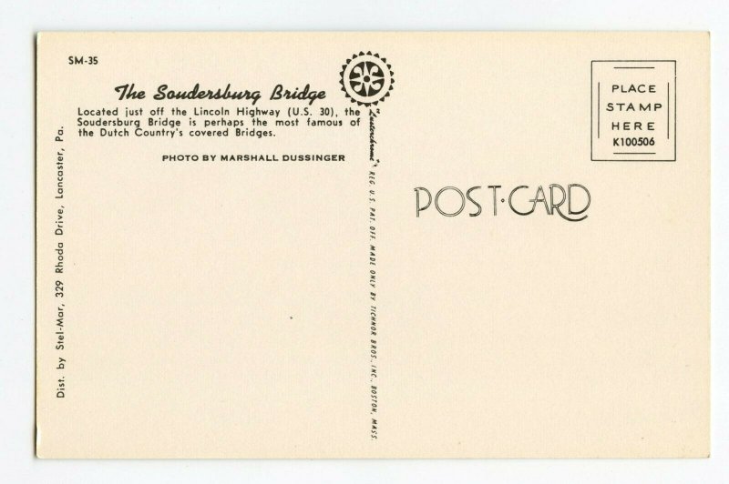 The Soudersburg Bridge Pennsylvania Vintage Standard View Card