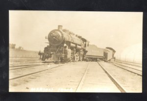 RPPC MARION IOWA 1915 RAILROAD TRAIN LOCOMOTIVE WRECK REAL PHOTO POSTCARD