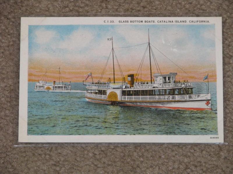 Glass Bottom Boats, Catalina Island, Calif., unused vintage card