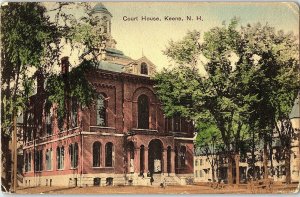 C.1907 Court House, Keene, N. H. Vintage Hand Colored Postcard P124