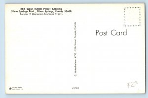 Silver Springs Florida FL Postcard Key West Hand Print Fabrics Boulevard c1960