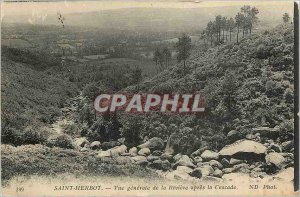 Postcard Old Saint Herbot general view of the river after the waterfall