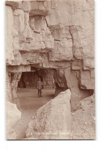 Tilly Whim Caves Swanage England Vintage RPPC Real Photo Man Standing in Cave