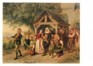 Extra size 15x21cm German Genre Painting Postcard Hubert Salentin Golden Wedding