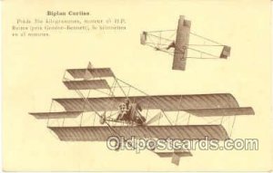 Early Air, Airplane Biplane Curtiss Unused minor glued paper on back from bei...