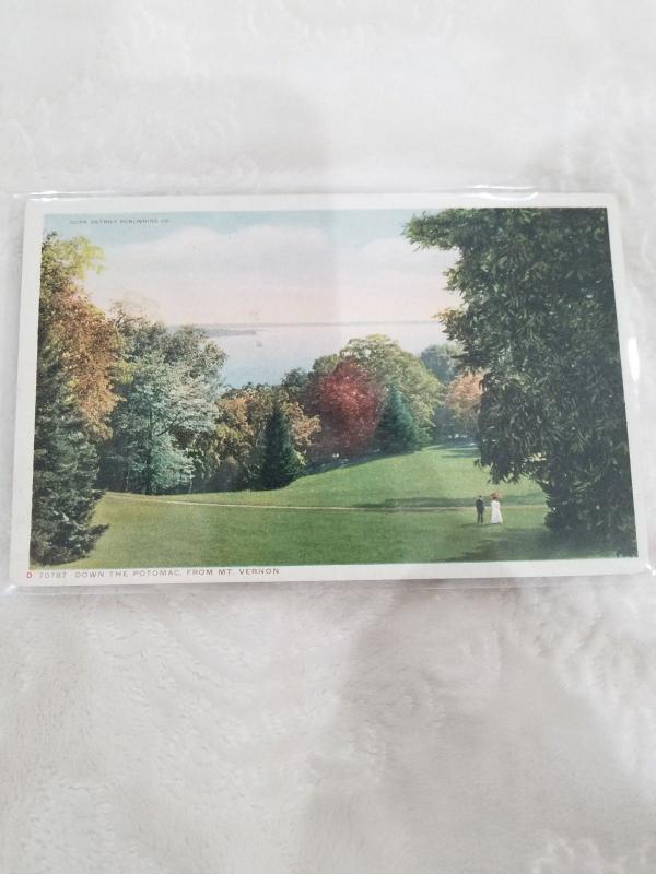 Antique Postcard entitled, Down the Potomac. From Mt. Vernon  70787