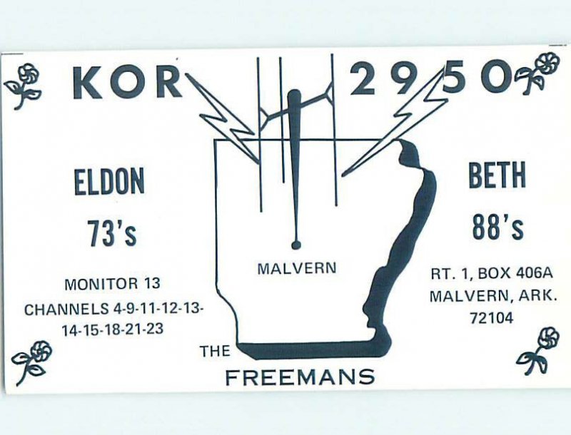 Pre-1980 RADIO CARD - CB HAM OR QSL Malvern Arkansas AR AH1430