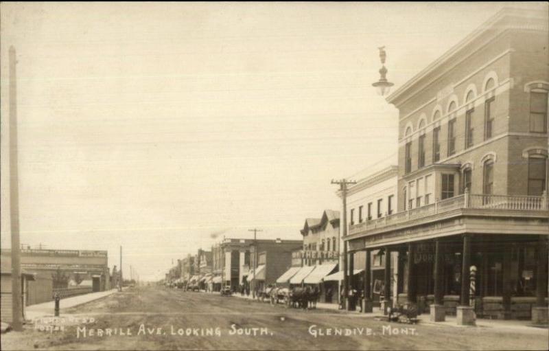 Glendive MT Merrill Ave c1910 Real Photo Postcard