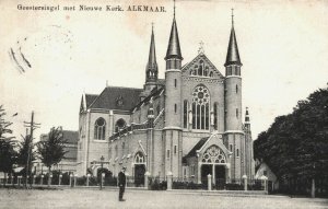 Netherlands Geestersingel Nieuwe Kerk Alkmaar Vintage Postcard 04.06