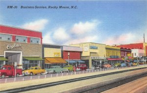 Rocky Mount North Carolina 1940s Postcard Business Section Drug Store Cars