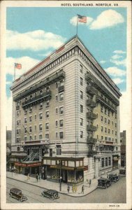 Norfolk Virginia VA Hotel Southland Entrance 1900s-20s Vintage Postcard