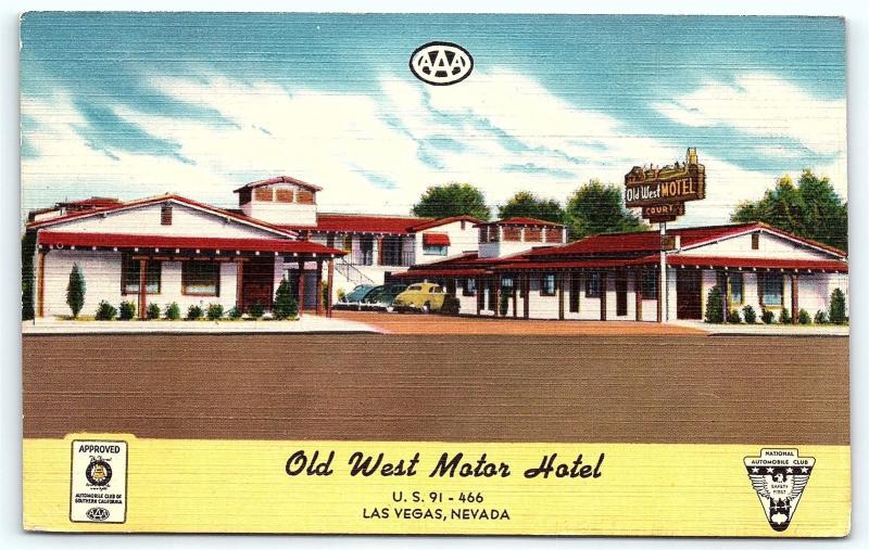 Postcard NV Las Vegas Old West Motor Hotel Motel Vintage Linen