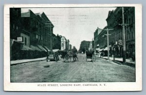 CARTHAGE NY STATE STREET LOOKING EAST 1908 ANTIQUE POSTCARD