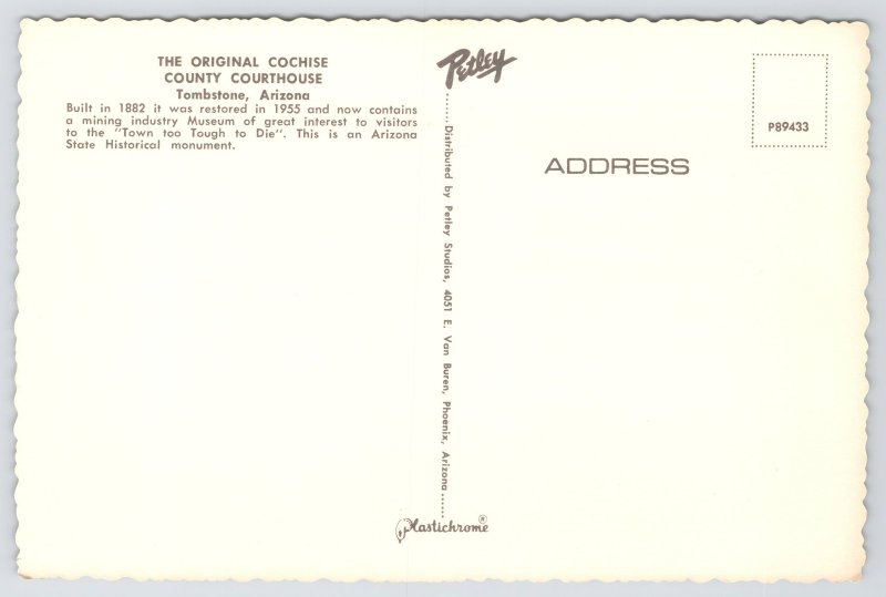 Tombstone Arizona~The Original Cochise County Courthouse~Continental Postcard