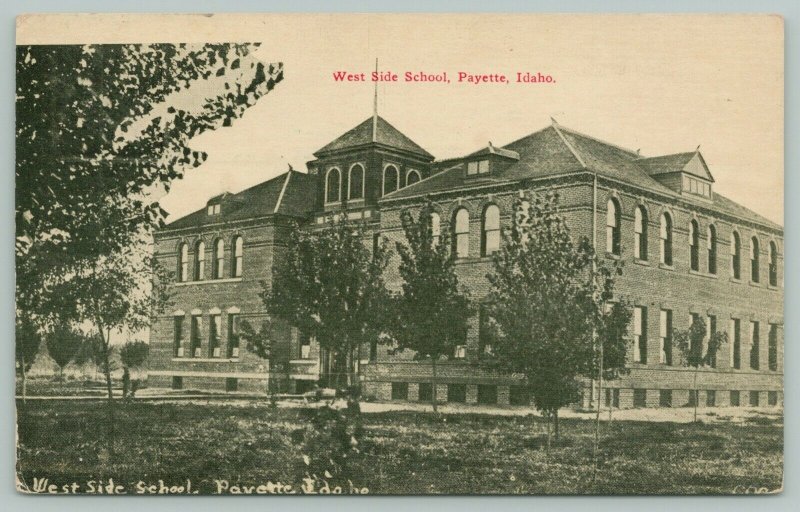 Payette Idaho~Tower Nearly Surrounded @ West Side School~1913 PC