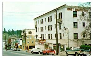 1970s Street Scene, Bret Harte Inn, Grass Valley, CA Postcard *4V