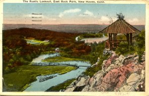 CT - New Haven. East Rock Park, The Rustic Lookout