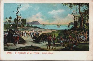 Brazil A Fundacao de Sao Vicente Vintage Postcard C135