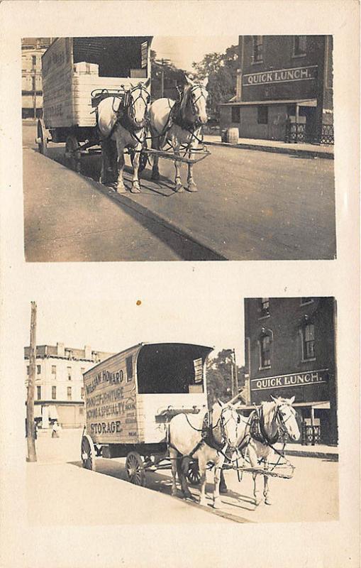 William Howard Piano & Furniture Moving Storage Horses & Wagon RPPC Postcard