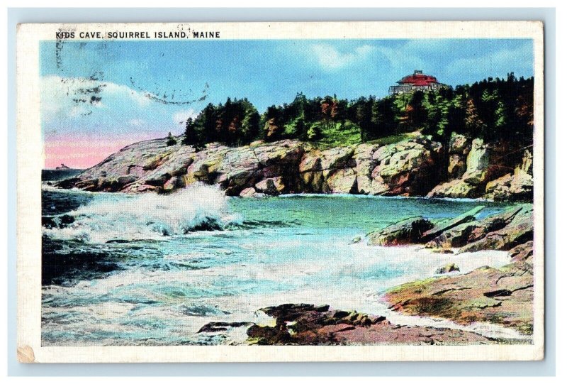 1936 View Of Kids Cave Surf Squirrel Island Maine ME Posted Vintage Postcard