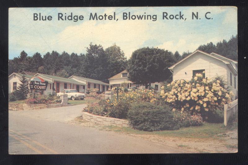 BLOWING ROCK NORTH CAROLINA BLUE RIDGE MOTEL 1950's CARS NC ADVERTISING POSTCARD