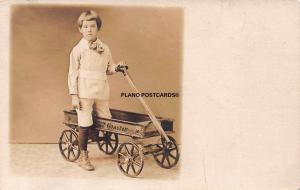 EARLY 1900'S CHILD WITH VINTAGE COASTER WAGON RPPC REAL PHOTO POSTCARD