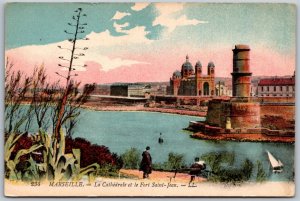 Vtg Marseille France La Cathedrale et le Fort St-Jean Cathedral 1910s Postcard