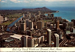 Hawaii Birds Eye View Of Waikiki and Diamond Head 1977