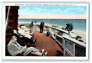 Ship's Deck A'Top Colton Manor Beach Scene Atlantic City New Jersey NJ Postcard 