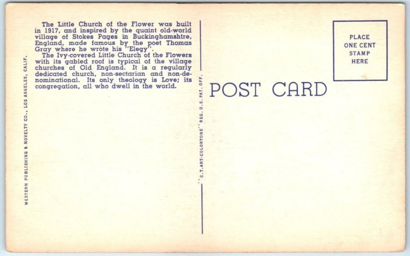Postcard - The Little Church Of The Flowers, Forest Lawn Memorial Park - CA
