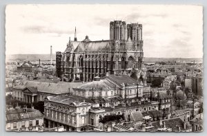 France Reims Cathedral From St. Jaques Church Real Photo Postcard C40