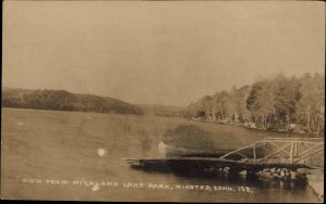 Winsted Connecticut CT Highland Lake Park Dock Canoe Real Photo Postcard