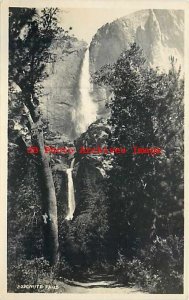 Yosemite National Park, California, RPPC, Yosemite Falls between Trees