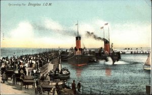 Douglas IOM Isle of Man Steamer Boats Landing Pier c1910 Postcard