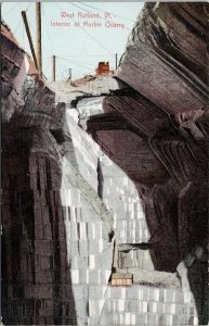 West Rutland VT Interior of Marble Quarry Unused Leighton Postcard G82