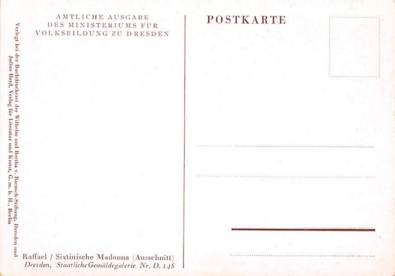 Raffael Sixtinische Madonna Dresden Germany Unused 