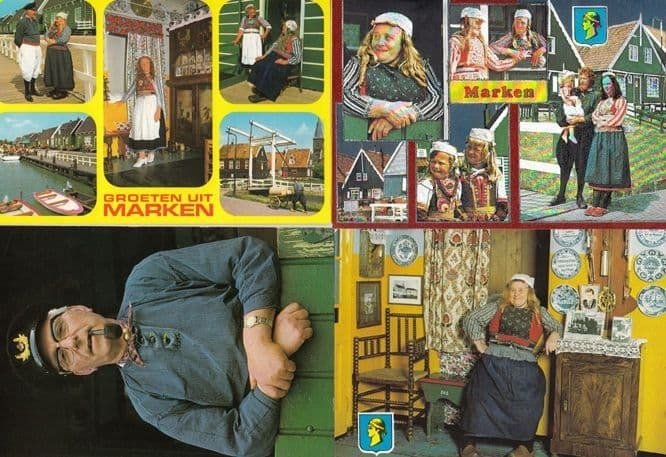 Marken Holland Fat Lady Pipe Smoking Unusual Domestic Scenes 4x Postcard s