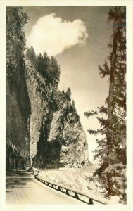 Wyoming Yellowstone Overhanging Cliff Haynes 1930s RPPC Photo Postcard 22-4673