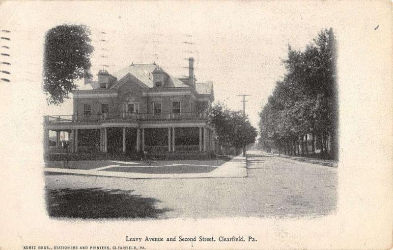 Clearfield Pennsylvania Leavy Ave Street Scene Antique Postcard K39734