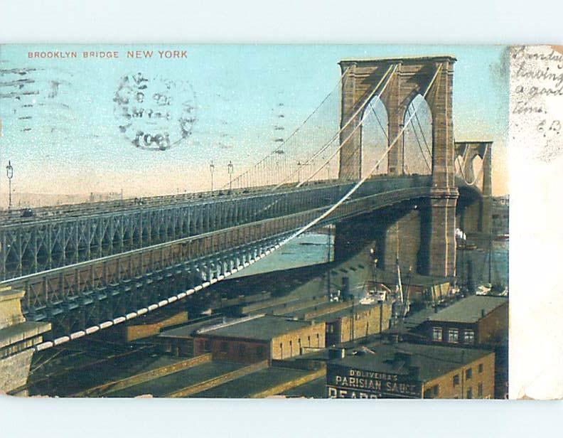 Pre-1907 FACTORIES BY THE BROOKLYN BRIDGE New York City NY A3345