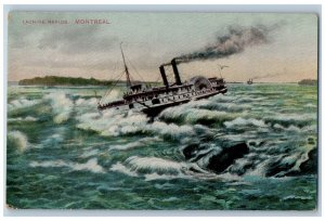 c1910 Lachine Rapids Sea Waves Steamer Steamship Boat Montreal Canada Postcard 