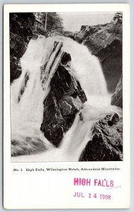 High Falls Wilmington Notch Adirondacks Mountain New York RPPC Photo Postcard