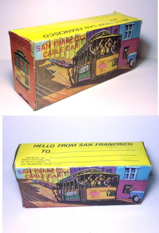 Vintage SAN FRANCISCO CABLE CAR 1970s Toy Trolley RINGING BELL Smith News Co 504