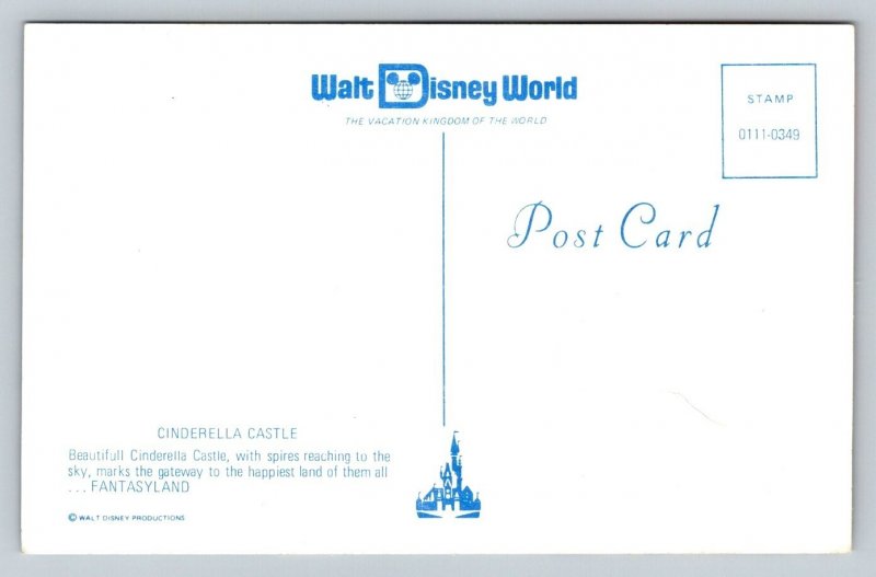 Walt Disney World  Cinderella Castle  Florida Postcard