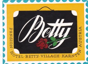 Austria Kaernten Villach Pension Hotel Betty Vintage Luggage Label sk3536